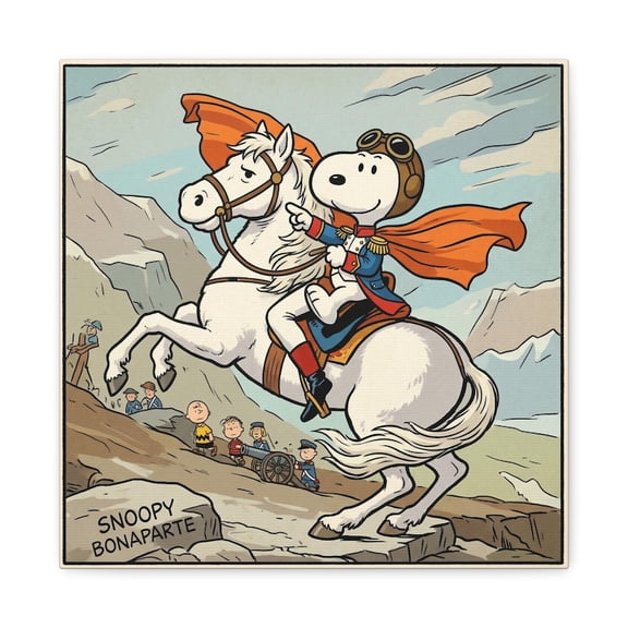 Snoopy Bonaparte Riding Horse Cartoon Poster Funny Snoopy Warrior Adventure Wall Art Peanuts Style Illustration 12x18 UNFRAMED