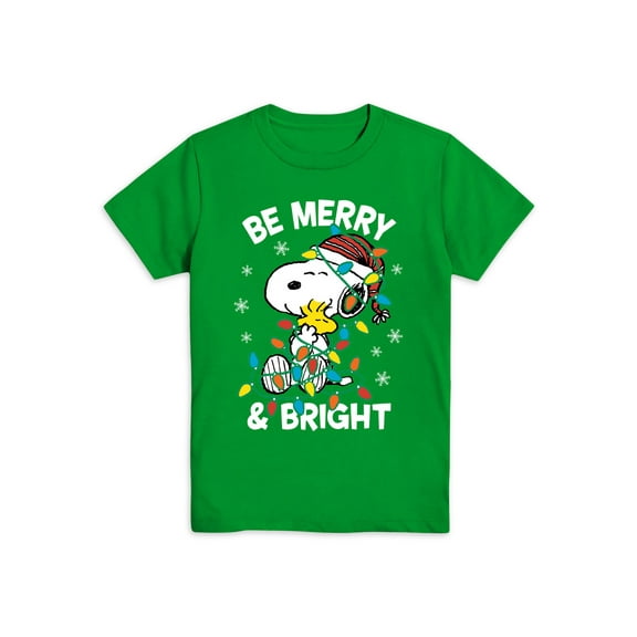 Snoopy Boys Holiday Graphic Crew Neck T-shirt, Size 4-18