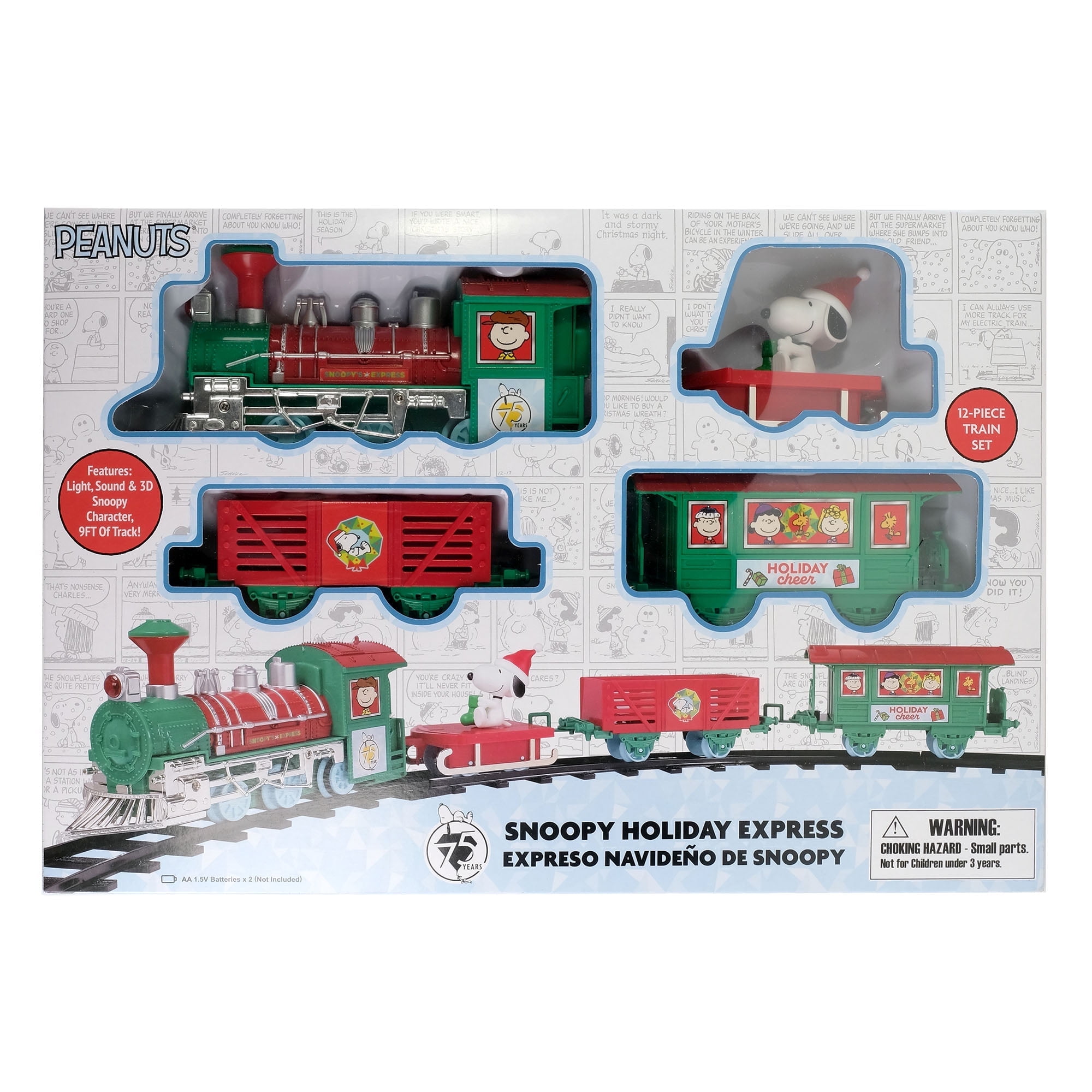 Snoopy Express 12-Piece Holiday Train Set with Lights and Sounds