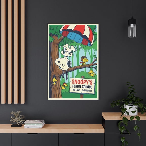 Snoopy Flight School Poster – Vintage Peanuts Cartoon Wall Art for Kids Room & Comic Fans 16x24 UNFRAMED
