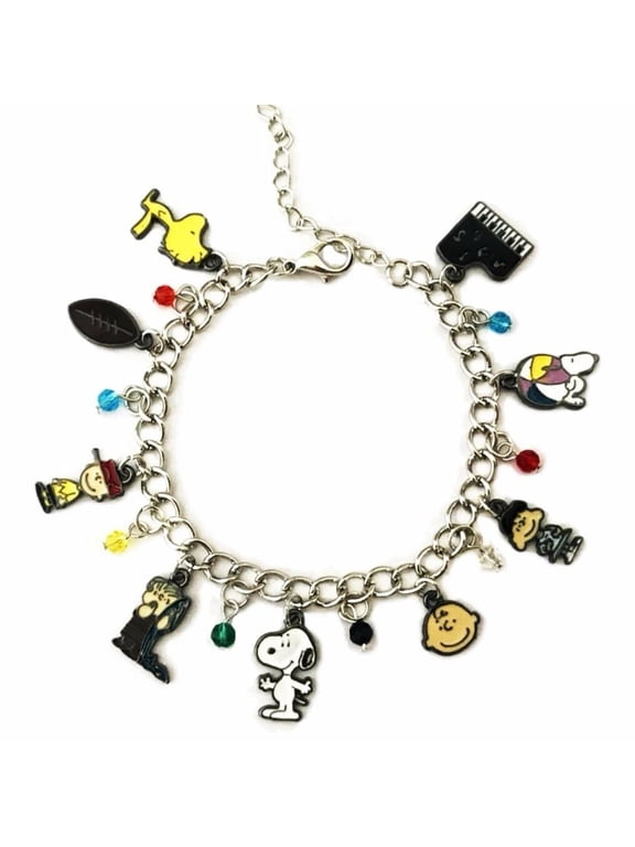 Snoopy & Friends Peanuts Theme Silvertone Charm Bracelet
