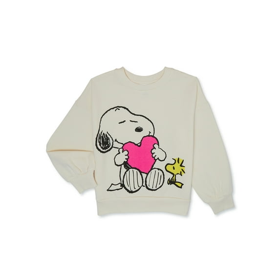 Snoopy Girls Long Sleeve Graphic Sweatshirt, Sizes XS-XL