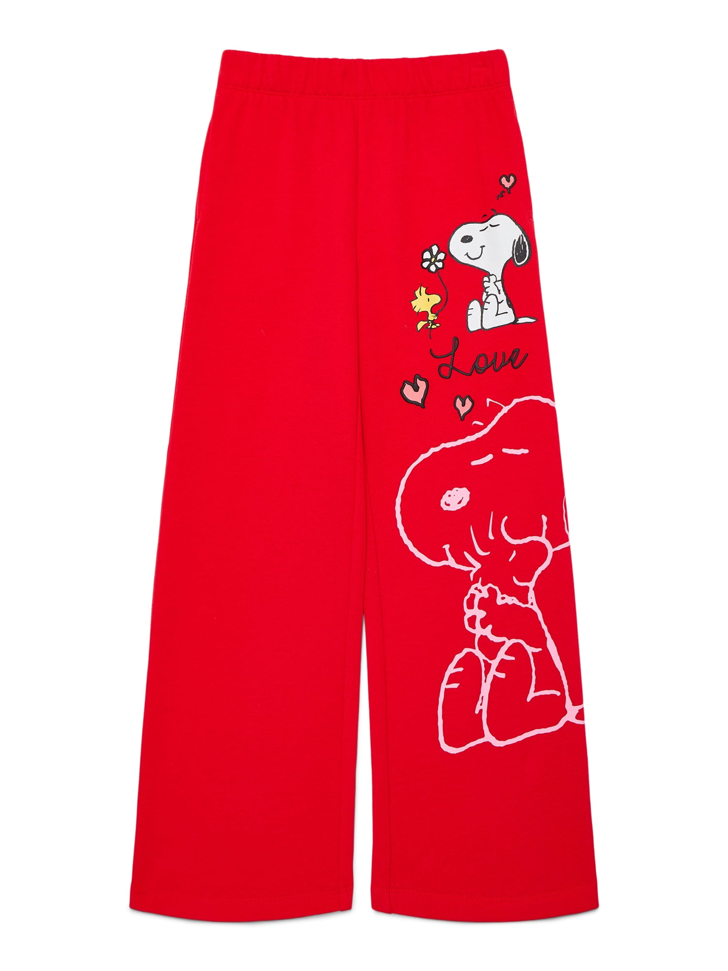 Snoopy Girls Valentine's Day Fleece Pants, Sizes 4-16