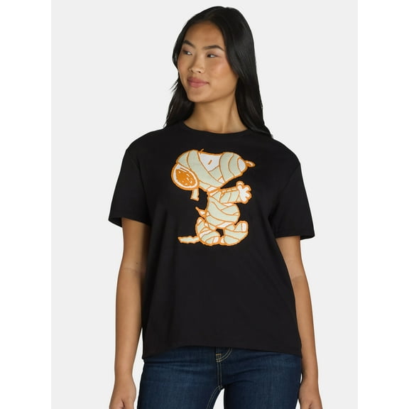 Snoopy Halloween Short Sleeve Graphic Tee, Women's
