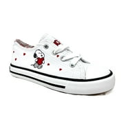 PEANUTS Snoopy & Hearts Toddler Little Girls Boys Lace Up White Sneakers Shoe - Size 11