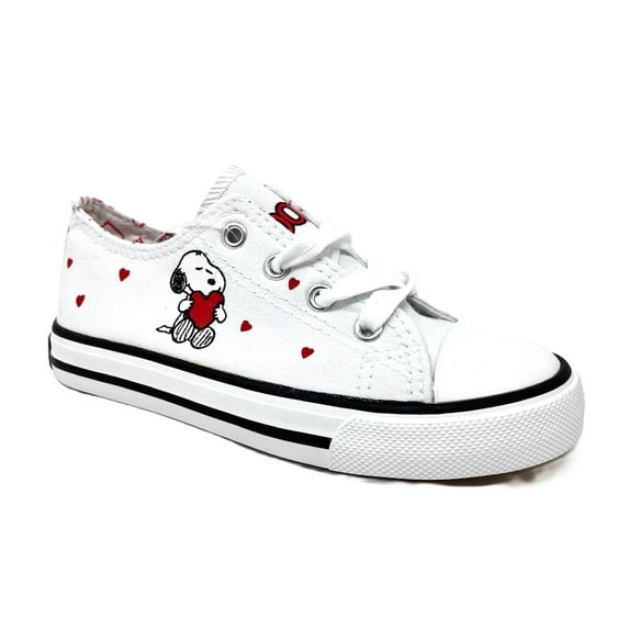 Snoopy & Hearts Toddler Little Girls Boys Lace Up White Sneakers Shoe - Size 11