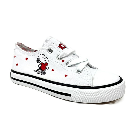 Snoopy & Hearts Toddler Little Girls Boys Lace Up White Sneakers Shoe - Size 11