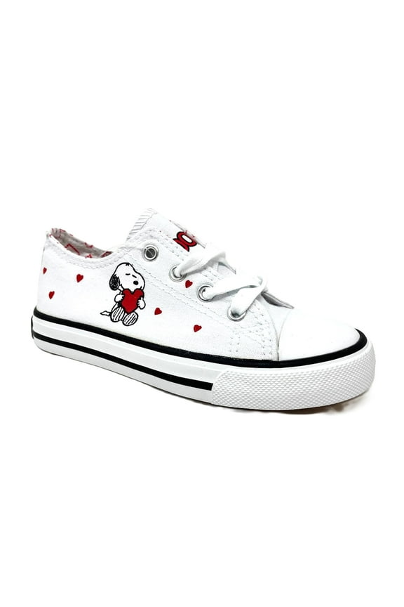 Snoopy & Hearts Toddler Little Kid White Sneakers Shoe - Size 7