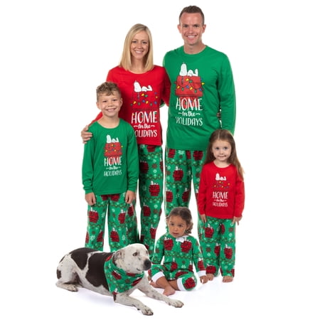 Snoopy Home for the Holiday’s Matching Family Pajama Sets, 2-Piece, Kids