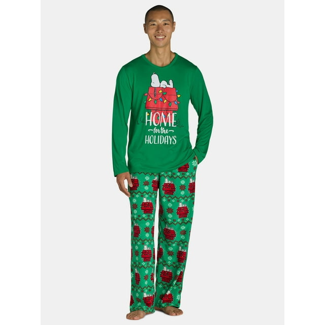 Peanuts Snoopy Men’s and Big Men’s Christmas Matching Family Pajamas, 2