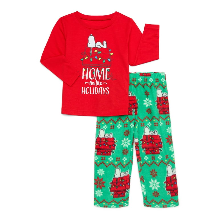 Peanuts Toddlers Snoopy Home for the Holidays Matching Family Pajama Set 2 Piece Sizes 2T 5T