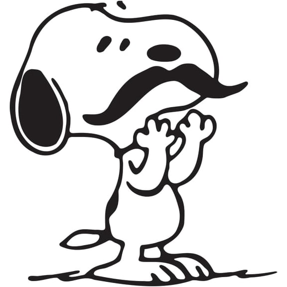 Snoopy with Mustache Adhesive Vinyl Decal, Funny Snoopy Sticker for MacBook, iPhone Case, iPad, Water Bottle & Car (3.5" x 3.3")