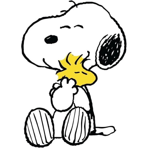 Snoopy Hugging Woodstock Adhesive Vinyl Decal, Cute Snoopy Weather Resistant Sticker for Car, MacBook & Phone Case (4.5" x 3.5")