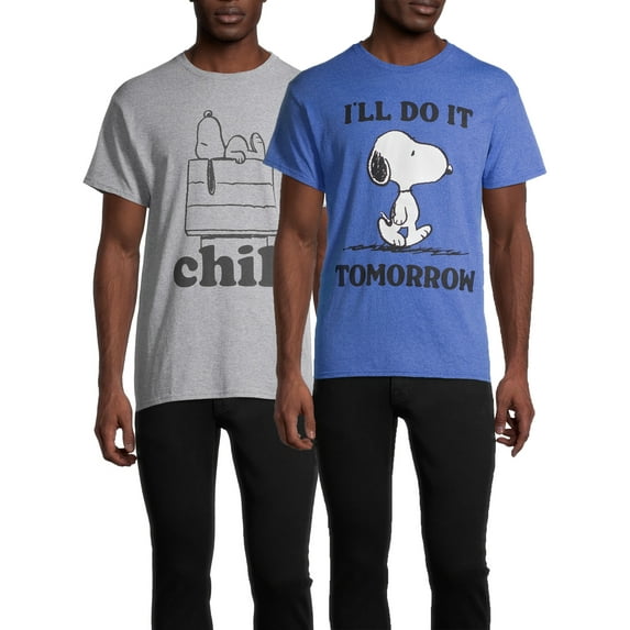 Snoopy I'll Do It Tomorrow & Chill Men's and Big Men's Graphic T-Shirt, 2-Pack, Sizes S-3XL