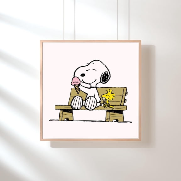 Snoopy Ice Cream Print: Charlie Brown Peanuts Nostalgic Wall Art (Unframed)