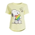 thumbnail image 1 of Snoopy Juniors Rainbow Graphic T-Shirt Short Sleeves Yellow XL, 1 of 5