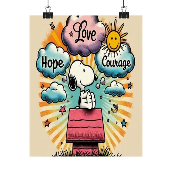 Snoopy Love Hope Courage Peanuts Inspirational Poster Wall Art Matte Print 16x24 UNFRAMED