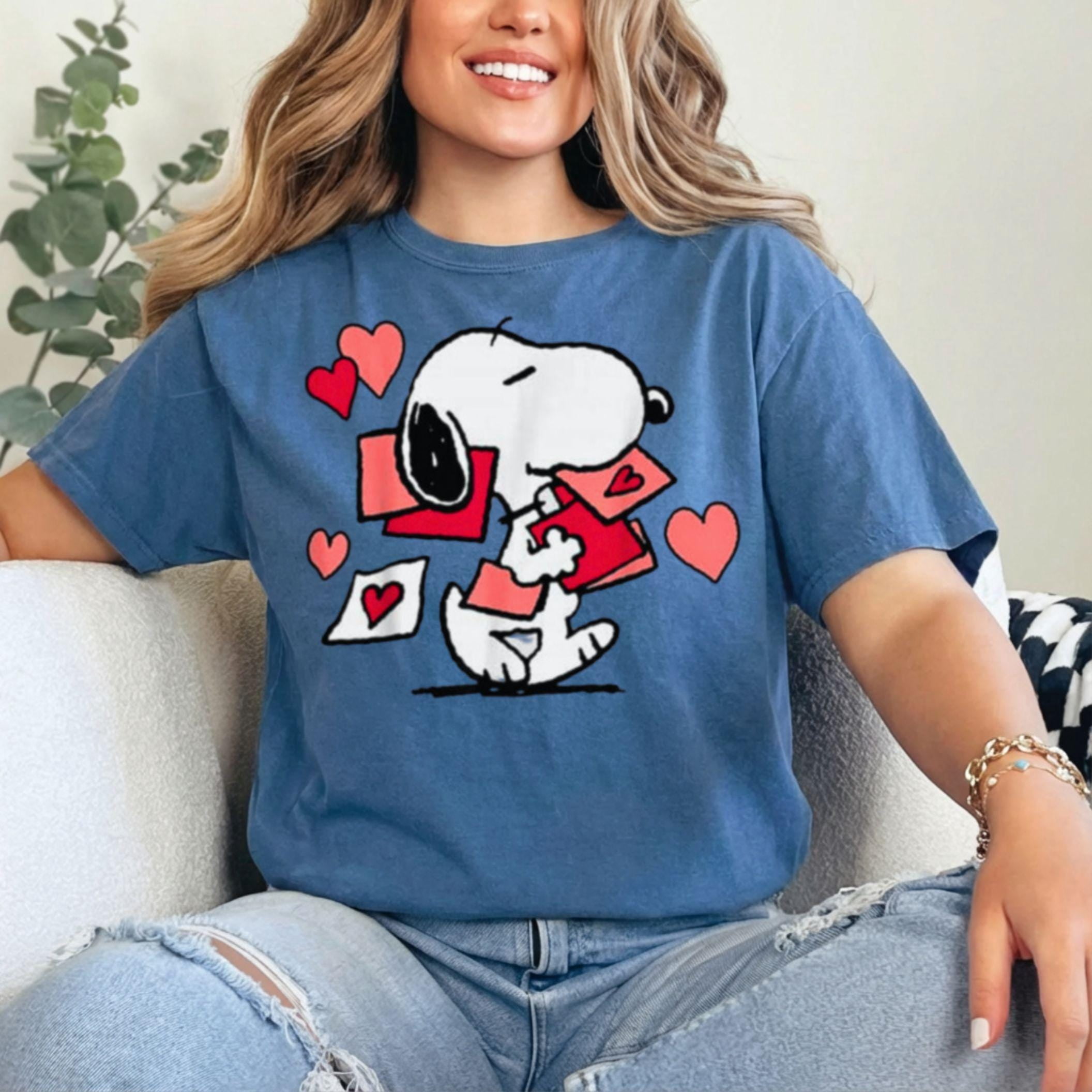 Snoopy Love Letter T-Shirt, Retro Valentine’s Day Tee, Peanuts Couple ...