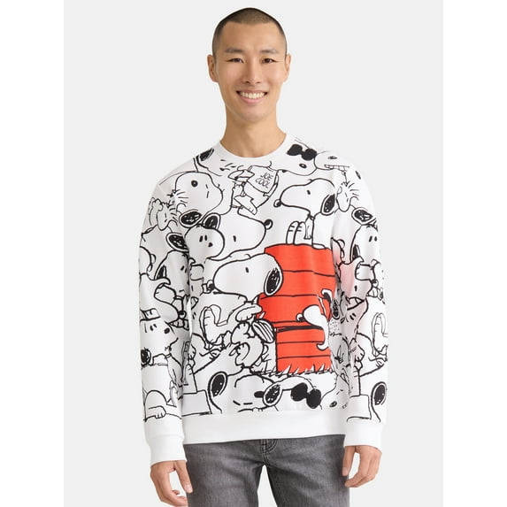 Snoopy Men's & Big Men's Graphic Crew Neck Sweatshirt with Long Sleeves, Sizes S-3XL