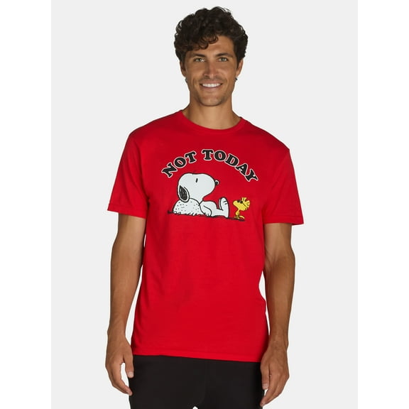 Snoopy Men's & Big Men's Not Today Graphic Tee with Short Sleeves, Sizes S-3XL