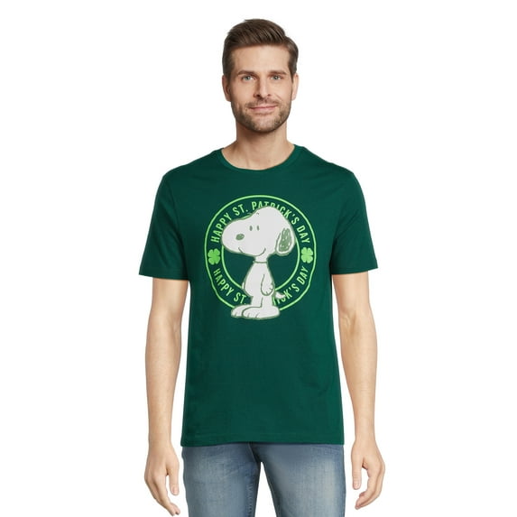 Snoopy Men's Saint Patrick's Day Graphic Tee with Short Sleeves, Sizes S-3XL