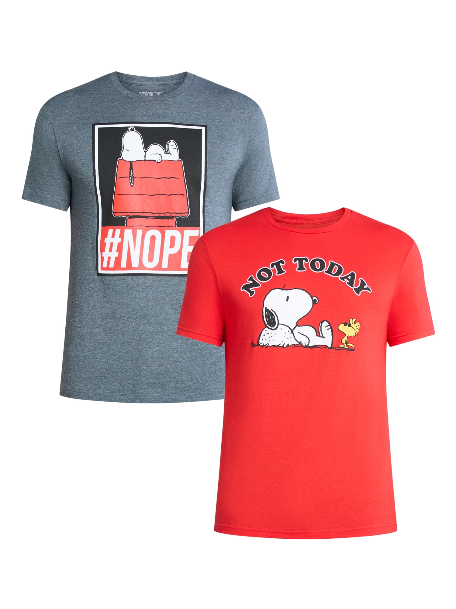 Snoopy Men's and Big Men's Graphic Tee Shirts, 2-Pack, Sizes S-3XL
