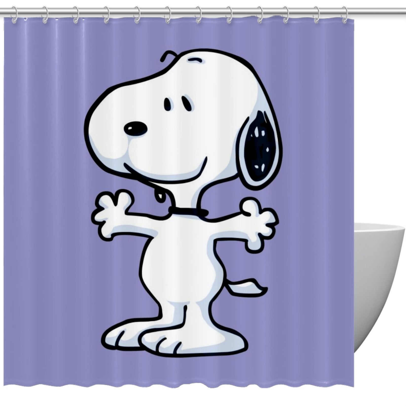 Snoopy Printed Shower Curtain with Hooks 72" x 72"