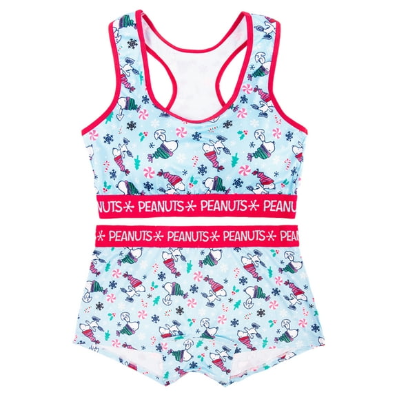 Peanuts Snoopy Christmas Women's Comfort Stretch Scoop Bra and Boyshort Panties Set Sizes S to XL