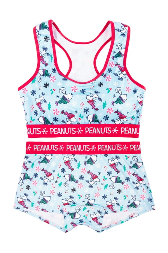 Peanuts Snoopy Christmas Women's Comfort Stretch Scoop Bra and Boyshort Panties Set Sizes S to XL