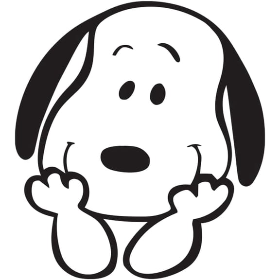 Snoopy Smiling Face Adhesive Vinyl Decal, Cute Cartoon Head Sticker, Waterproof for Laptop, Water Bottle, Car Window (3.5" x 2.6")