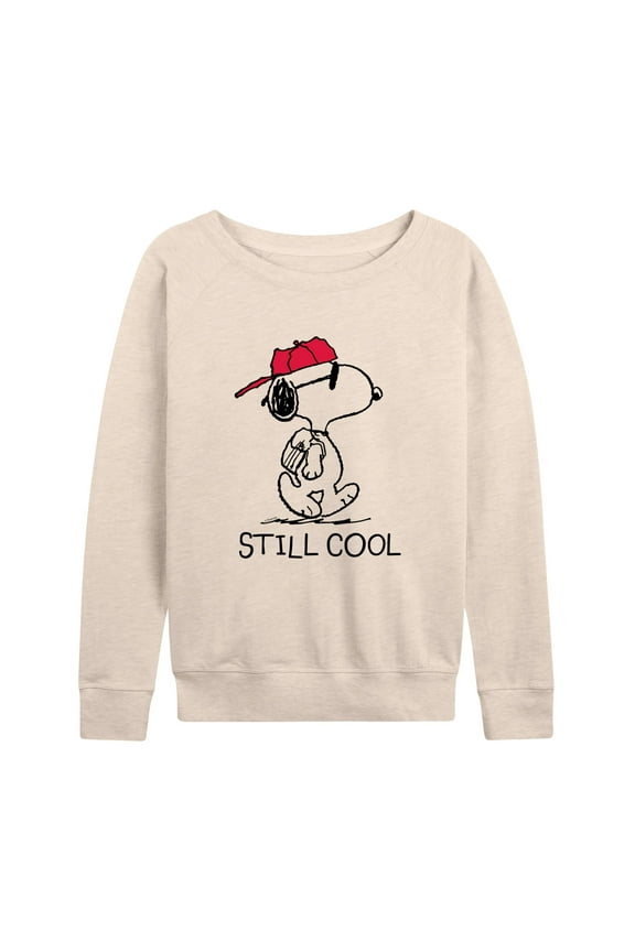 Snoopy Still Cool Lights Only  - Ladies French Terry Long Sleeve Shirt