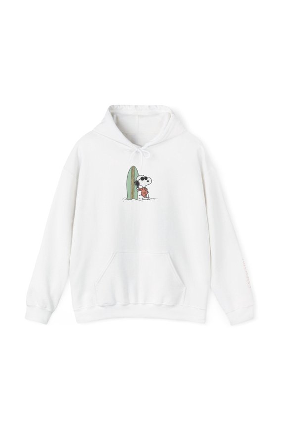 Snoopy Surfing with Surfboard Hoodie | Cute Beach Cartoon Pullover