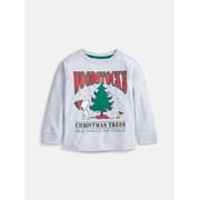 Snoopy Toddler Boys Holiday Graphic Crewneck Tee with Long Sleeves, Sizes 12M-5T