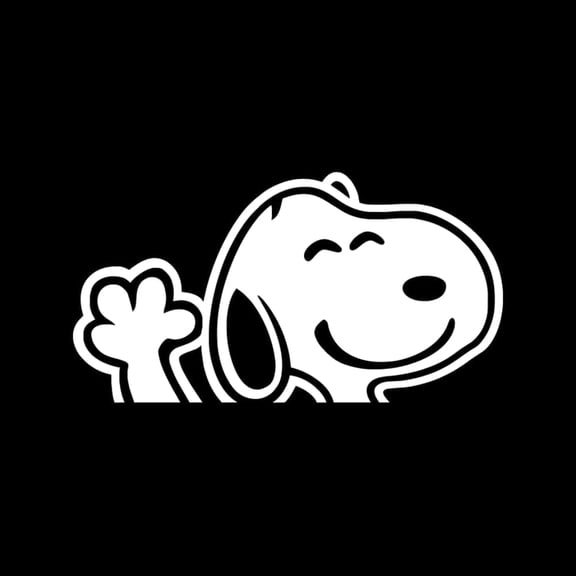 Snoopy Waving Adhesive Vinyl Sticker, Classic Cartoon for Car, Window, Laptop, and Water Bottle, Weatherproof Decal Outdoor Die-Cut (8" x 4.2")
