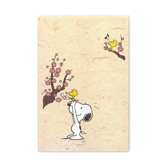 Snoopy Woodstock Cherry Blossom Peanuts Cartoon Spring Poster Cute Dog Bird Wall Art 16x24 UNFRAMED
