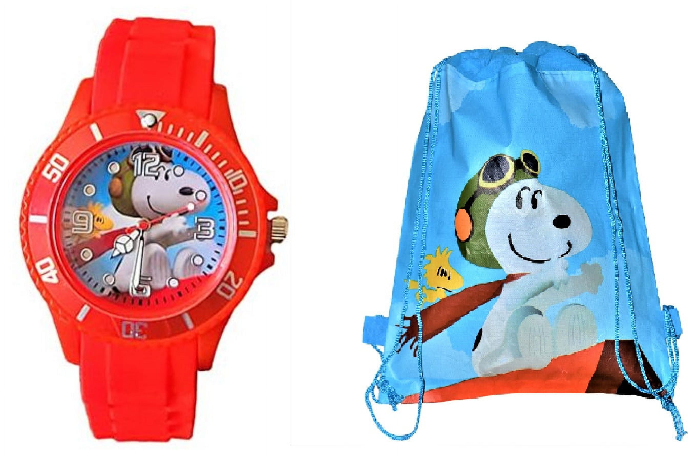 Snoopy & Woodstock Unisex Gift Set For Children Wrist Watch & Non-Woven ...