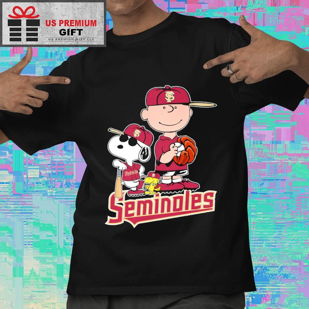 Snoopy Woodstock and Charlie Brown baseball players shirt
