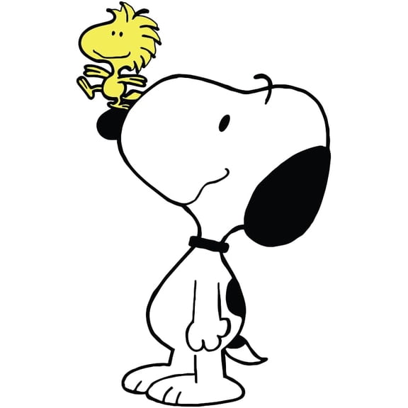 Snoopy & Woodstock on Nose Adhesive Vinyl Decal, Playful Snoopy Sticker for Car, Window, Water Bottle or Laptop (4" x 2.5")