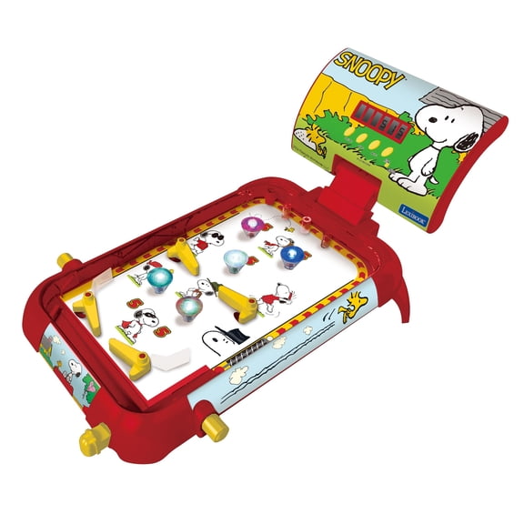 Snoopy electronic table pinball with a great design. sounds. lights and digital scoring to play alone or challenge your friends.