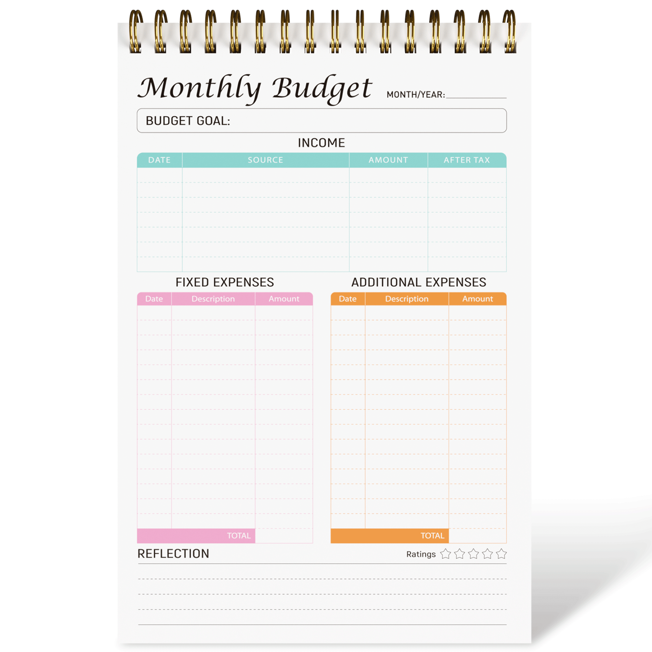 Snootion Simplified Budget Planner Notepad - Monthly Expense