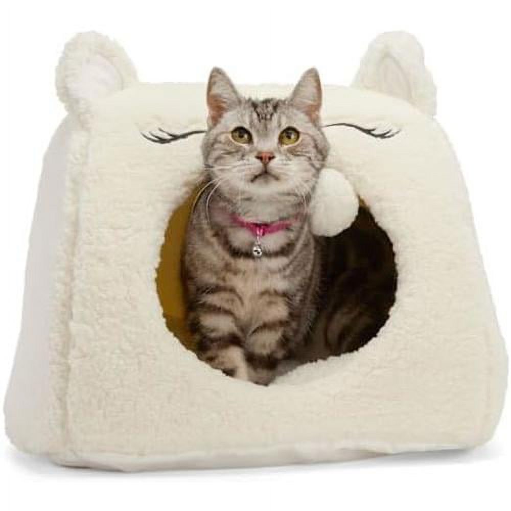 Snooze Fest White Solid Pod Cave Cat Bed, 16" L X 15" W X 16" H