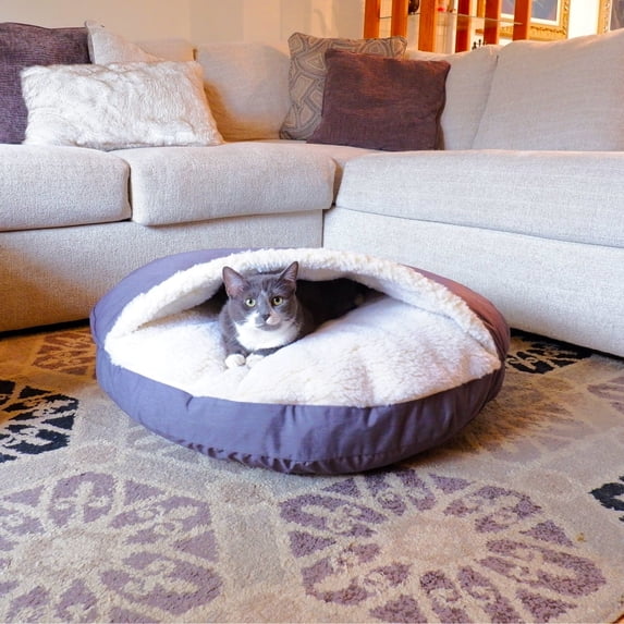 Snoozer Cozy Cave Dog Bed, Small, Heather Gray, Hooded Nesting Dog Bed