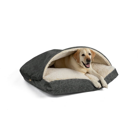 Snoozer Cozy Cave Rectangle Pet Bed, Medium, Merlin Pewter, Hooded Nesting Dog Bed