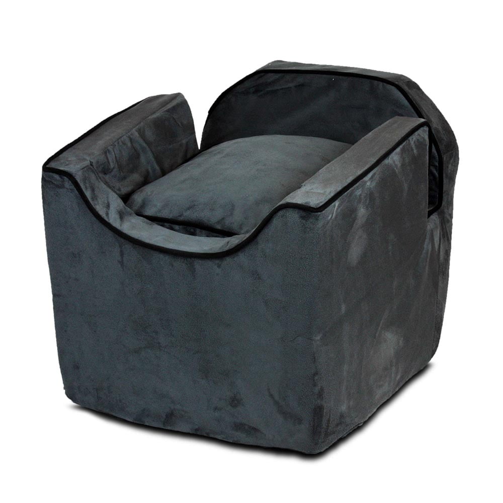 Small Gray Microsuede Dog Car Seat with Removable Cover