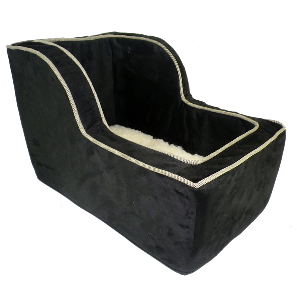Snoozer Pet Products Luxury High-Back Console Dog Car Seat, Extra Large,  Black Herringbone, Luxury Microsuede