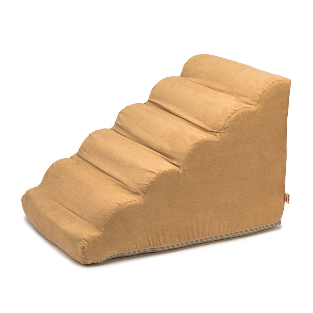 Large Camel Polyester Elevated Pet Stairs