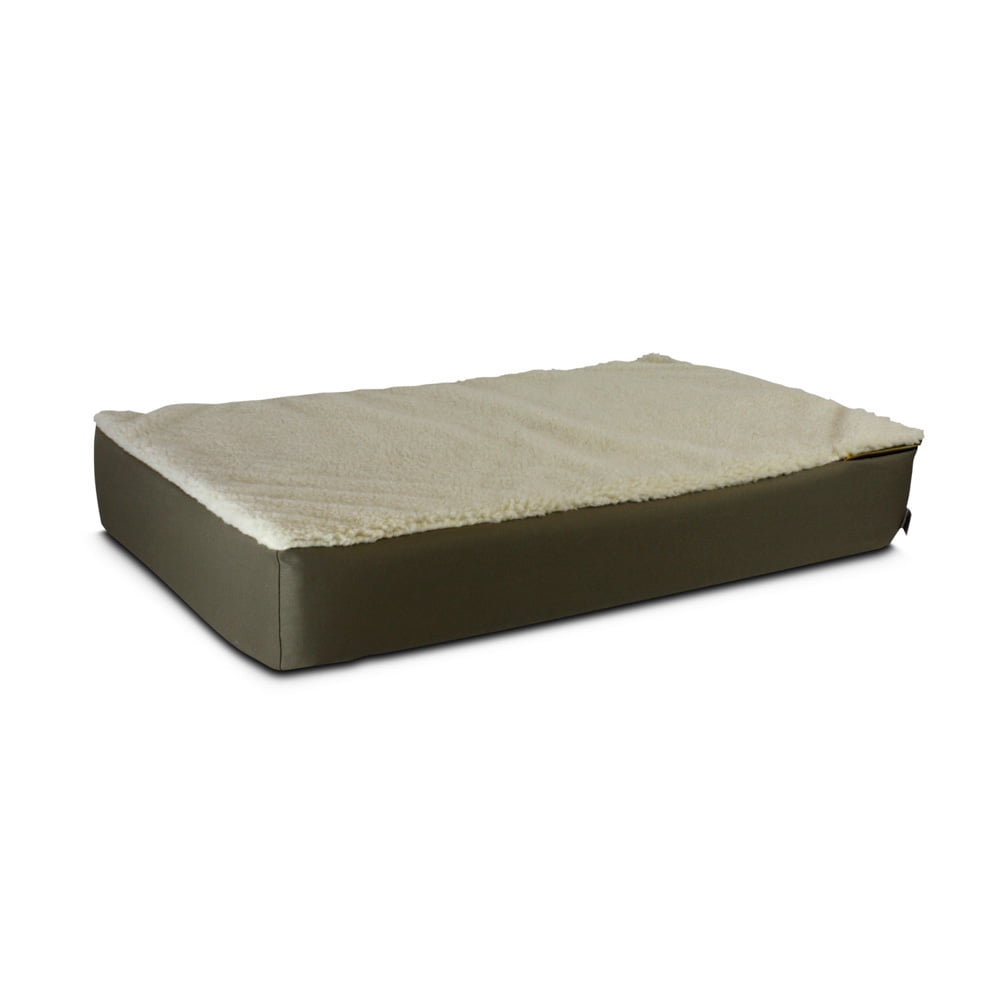 Medium Green Orthopedic Waterproof Dog Bed with Sherpa Top