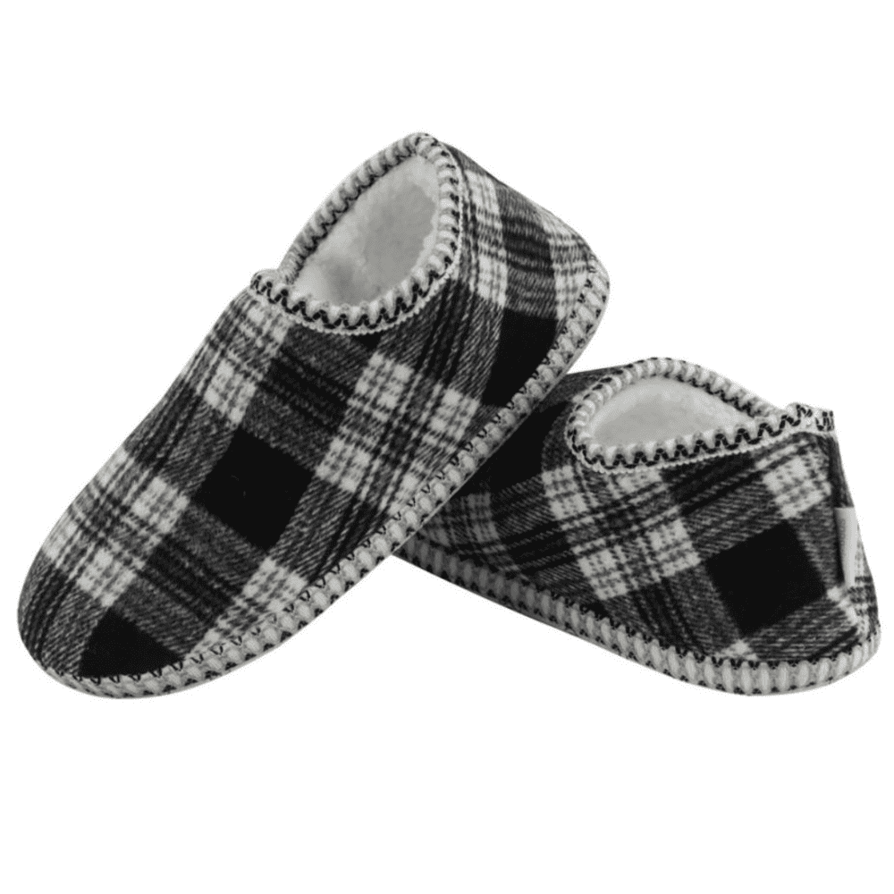 Snoozies Women's Cabin Slippers, Black & White Plaid - Medium (WPCABIN ...