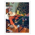 thumbnail image 1 of Snoozing Santa - Christmas Elves - From an Original Color Painting by Scott Westmoreland - Fine Art Matte Paper Print (Unframed) 11x14in, 1 of 4