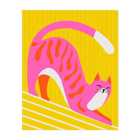 Snoozing Whiskers - India Digital Art Cat Pop Art Modern Art Humor Animal Geometric Unframed Wall Art Print 8 x 10 inches